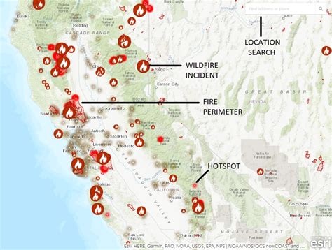 A map of California showing current fires